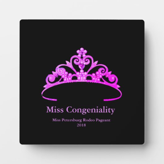 Miss America Fuchsia Tiara Crown Awards Plaque Fotoplaat (Voorkant)