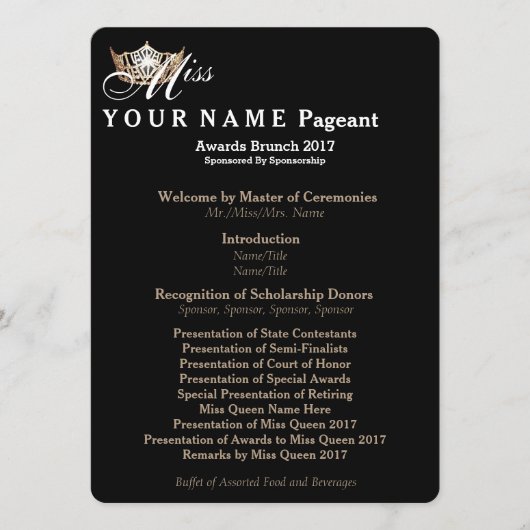 Miss America Gold Crown Awards Brunch Programma Ka Programmakaart (Voorkant)
