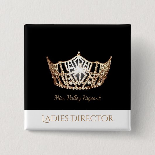 Miss America Gold Crown Custom Button Pin (Voorkant)