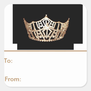 Miss America Gold Crown Peel & Stick Gift Labels