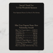 Miss America Gold Roos Awards Bal Programma Kaart (Achterkant)