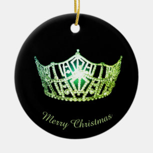 Miss America Green Crown Ronde Ornament