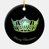 Miss America Groene Kroon Ronde Ornament (Achterkant)