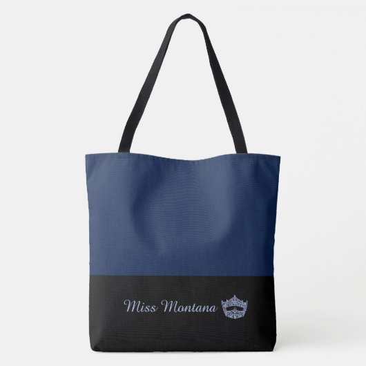 Miss America Like Frost Blue Crown Large Navy Tote Bag (Achterkant)