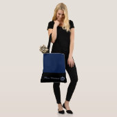 Miss America Like Frost Blue Crown Large Navy Tote Bag (Op model)