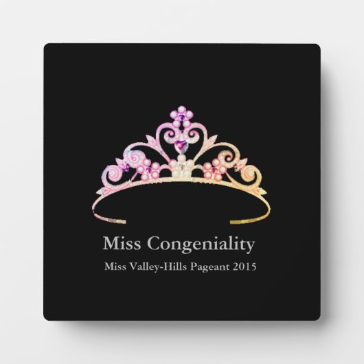 Miss America Multi Pink Tiara Crown Awards Plaque Fotoplaat (Voorkant)
