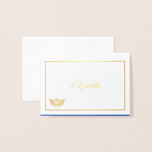 Miss America Name Place Card Gold Foiled Crown Folie Kaarten (Voorkant met envelop)