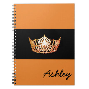 Miss America Oranje Crown Notitieboek-Custom Name Notitieboek