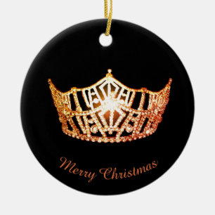 Miss America Oranje Crown Ronde Ornament