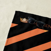 Miss America Oranje Stripe Blauwgroen Crown Strand Strandlaken (In situ)