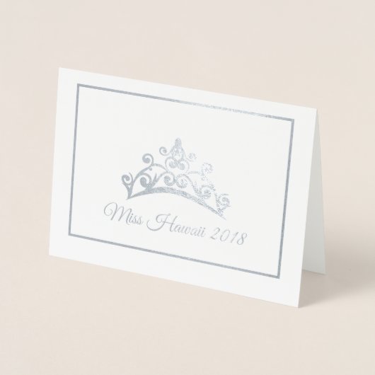 Miss America Pageant Silver Foil Tiara Note Card Folie Kaarten (Voorkant)