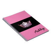 Miss America Pink Crown Notebook - Aangepaste naam Notitieboek (Rechterzijde)