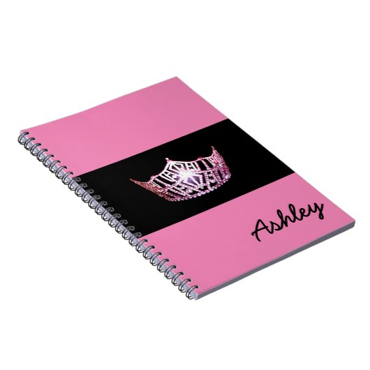 Miss America Pink Crown Notebook - Aangepaste naam Notitieboek (Rechterzijde)