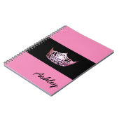 Miss America Pink Crown Notebook - Aangepaste naam Notitieboek (Linkerzijde)