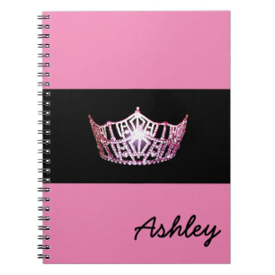 Miss America Pink Crown Notebook - Aangepaste naam Notitieboek