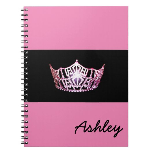 Miss America Pink Crown Notebook - Aangepaste naam Notitieboek (Voorkant)