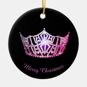 Miss America Pink Crown Ronde Ornament