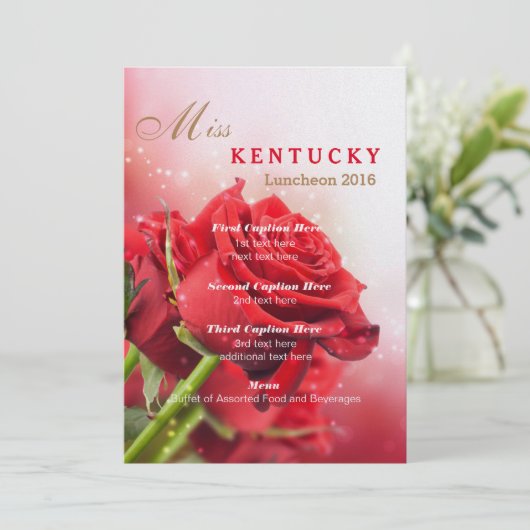 Miss America Red Roses Luncheon Programma Kaart (Staand voorkant)
