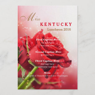 Miss America Red Roses Luncheon-programmakaart Menu