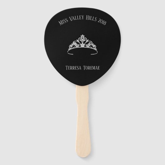 Miss America Rodeo Silver Crown Tiara Paddle Fan Handwaaier (Achterkant)