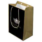 Miss America Silver Crown 2-Tone Gift Bag-Medium Medium Cadeauzakje (Achterkant Gekanteld)