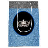Miss America Silver Crown Blue FX GlitterGift Bag Medium Cadeauzakje (Achterkant)