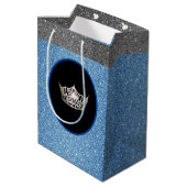 Miss America Silver Crown Blue FX GlitterGift Bag Medium Cadeauzakje (Achterkant Gekanteld)