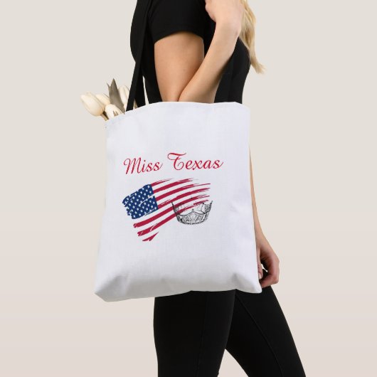 Miss America Silver Crown Canvas tas-Grote Amerika Tote Bag (Dichtbij)