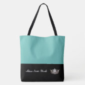 Miss America Silver Crown Canvas tas-Large Aqua Tote Bag (Achterkant)