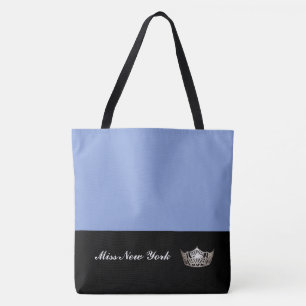 Miss America Silver Crown Canvas tas-Large Blue Tote Bag