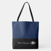 Miss America Silver Crown Canvas tas-Large Navy Tote Bag (Voorkant)