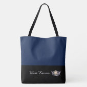 Miss America Silver Crown Canvas tas-Large Navy Tote Bag (Achterkant)