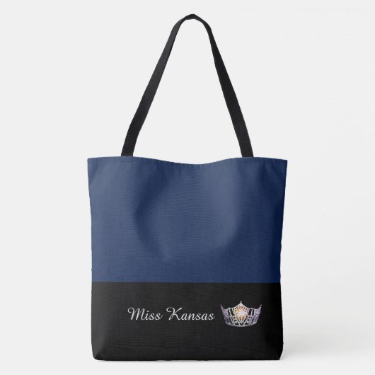Miss America Silver Crown Canvas tas-Large Navy Tote Bag (Achterkant)