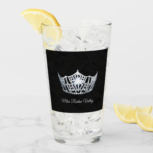 Miss America Silver Crown & Custom Name Glass Glas (Voorkant ijs)