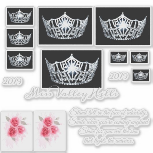 Miss America Silver Crown Custom Stickers (Voorkant)