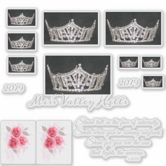 Miss America Silver Crown Custom Stickers (Voorkant)