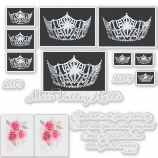 Miss America Silver Crown Custom Stickers (Voorkant)