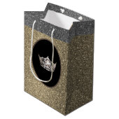 Miss America Silver Crown Gold FX GlitterGift Bag Medium Cadeauzakje (Voorkant Gekanteld)