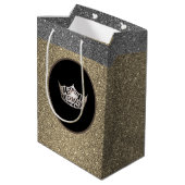Miss America Silver Crown Gold FX GlitterGift Bag Medium Cadeauzakje (Achterkant Gekanteld)