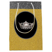 Miss America Silver Crown Gold FX GlitterGift Bag Medium Cadeauzakje (Voorkant)