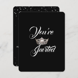 Miss America Silver Crown Party Invitation-Stars Kaart