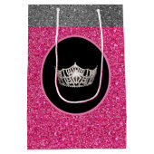 Miss America Silver Crown Pink FX GlitterGift Bag Medium Cadeauzakje (Achterkant)