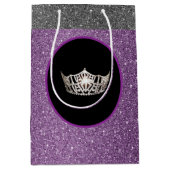 Miss America Silver Crown Purpl FX GlitterGift Bag Medium Cadeauzakje (Voorkant)