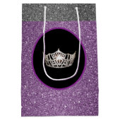 Miss America Silver Crown Purpl FX GlitterGift Bag Medium Cadeauzakje (Achterkant)