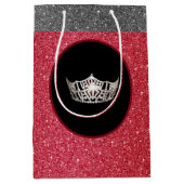 Miss America Silver Crown Red FX GlitterGift Bag Medium Cadeauzakje (Voorkant)