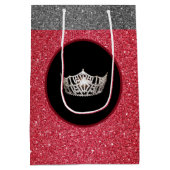 Miss America Silver Crown Red FX GlitterGift Bag Medium Cadeauzakje (Achterkant)