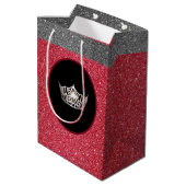 Miss America Silver Crown Red FX GlitterGift Bag Medium Cadeauzakje (Achterkant Gekanteld)