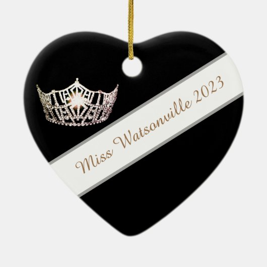 Miss America Silver Crown & Sash Ornament (Achterkant)