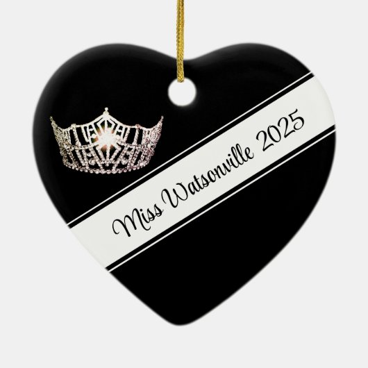 Miss America Silver Crown & Sash Ornament (Achterkant)