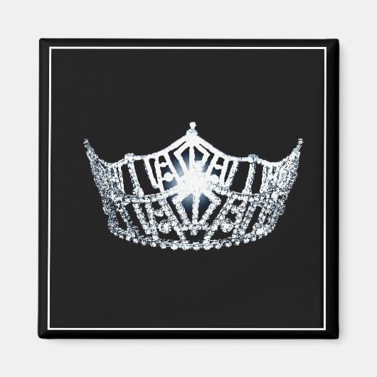 Miss America Silver Crown Square Magnet (Voorkant)
